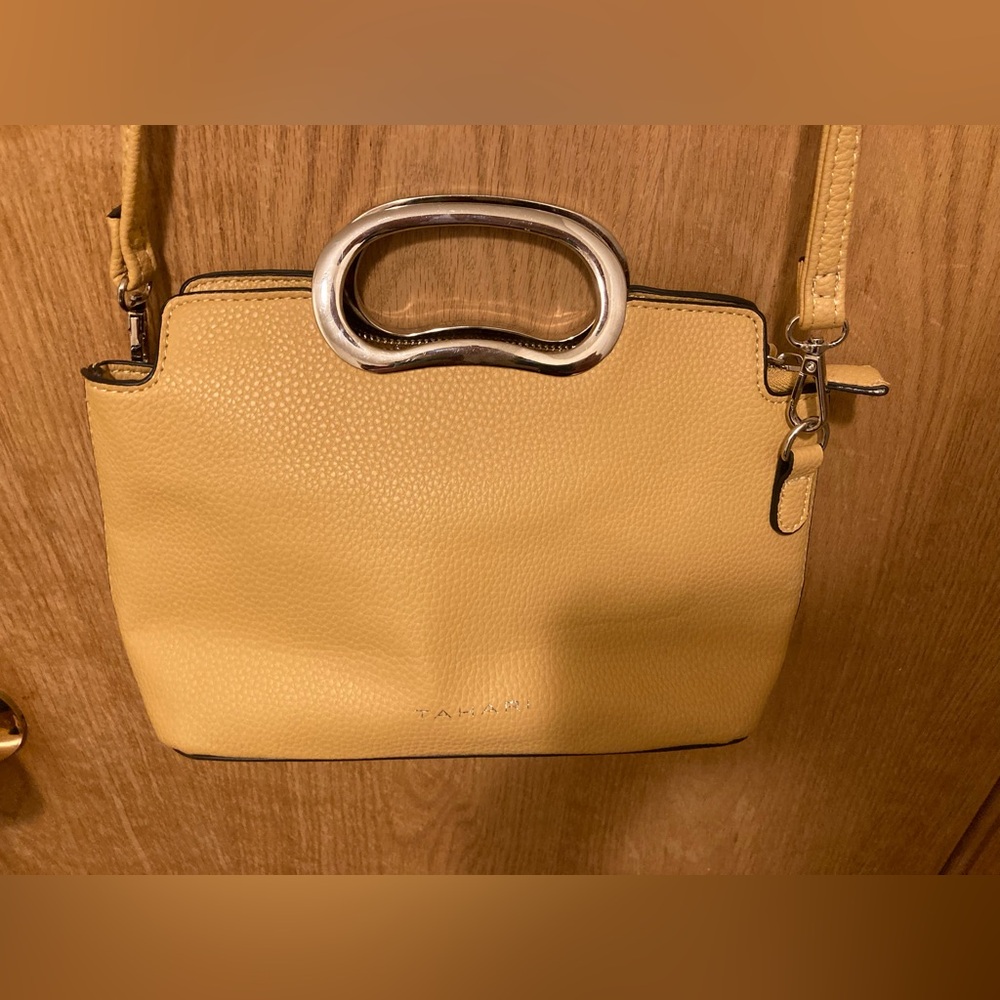 Tahari Vegan Leather convertible purse (clutch or crossbody) w/ interior zip pkt